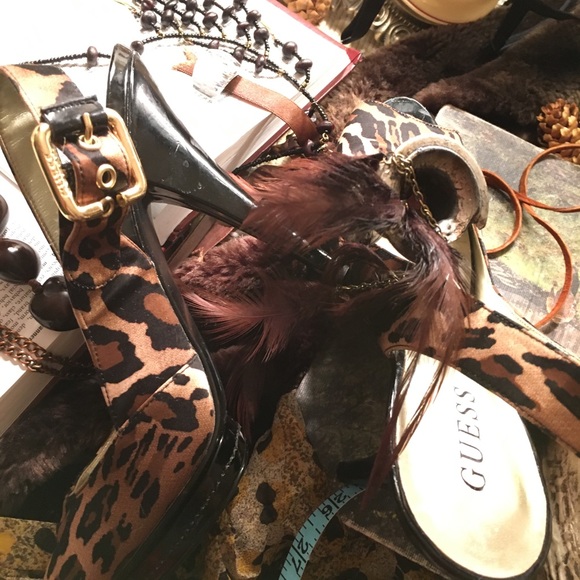 Guess Animal Print 1/2” Platform 4” Stiletto Heels - Picture 4 of 8